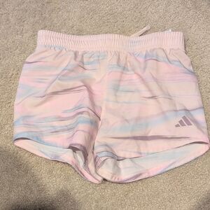 Adidas Women's Light Pink and Blue Athletic Shorts